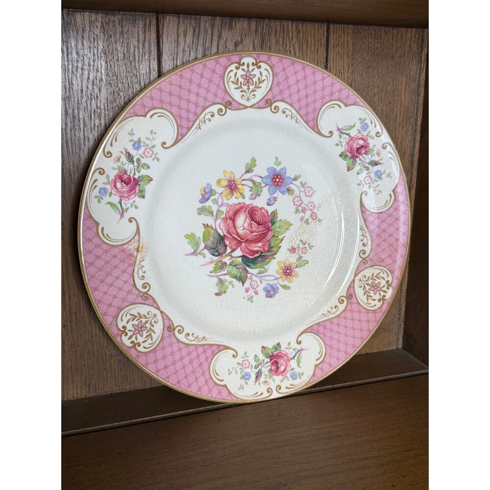 Vintage Myott Staffordshire England "Staffordshire Rose - Pink" Dinner Plate